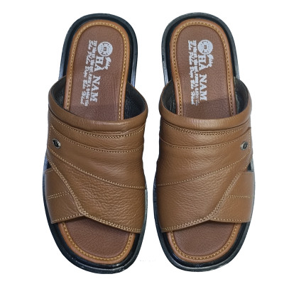 Dép Nam Quai Ngang Da Bò Thật TiTi ĐÔ Đế Cao Dành Cho Người Thấp DNA2134