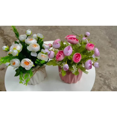 Bình hoa hồng tỉ muội cắm sẵn - Cây giả, hoa lụa trang trí nhà cửa