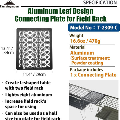 Mặt bàn nhôm 1/2 hoa văn Campingmoon T-2309C dùng cho kệ T230