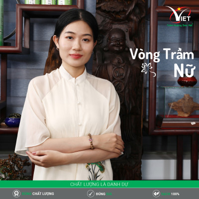 Vòng Trầm Nữ Thiên Nhiên Đính Trang Trí Vàng Tĩnh Điện - Mùi Thơm Rất Dễ Chịu