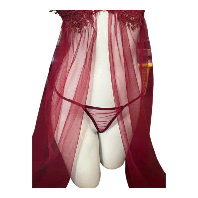 Váy Ngủ Ren Công Chúa Thêu Hoa Cột Eo Xuyên Thấu Gợi Cảm