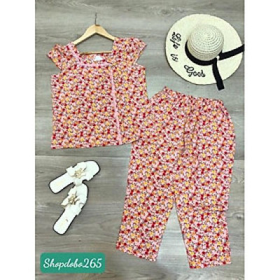 Đồ bộ nữ,đồ ngủ mặc nhà lửng 9 tấc vải lụa họa BL 123 tiết hoa nhí size 45-57kg.