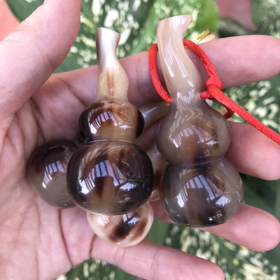 Hồ lô phong thuỷ bằng sừng được làm thủ công 100% (OTH005) khánh treo ô tô, móc khoá hút tài lộc 