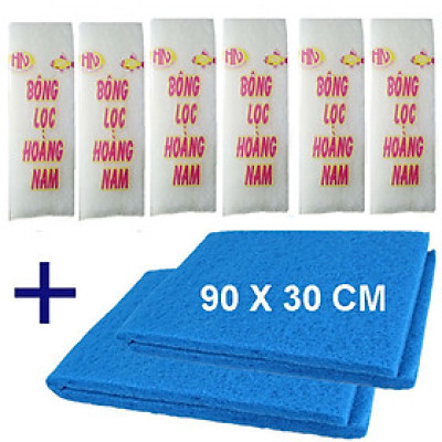 2 Xốp Lọc 90x30cm & 6 Bông Lọc 60x13cm | Vật Liệu Lọc Nước Hồ Cá Hiệu Quả