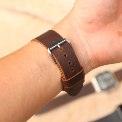 Dây đeo da thay thế đồng hồ Casio AE1200 - Handmade