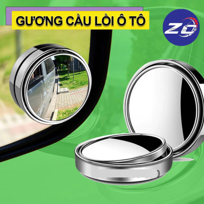Set 2 Gương Cầu Lồi Gắn Kính Hậu Ô Tô Xoay 360° Xóa Điểm Mù Kính Thật Tráng Bạc Cao Cấp Loại Tốt