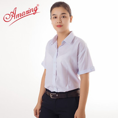 Áo sơ mi trắng cho nữ hiệu Amazing, tay dài, có 4 ben, vải KT silk, big size tới 80kg