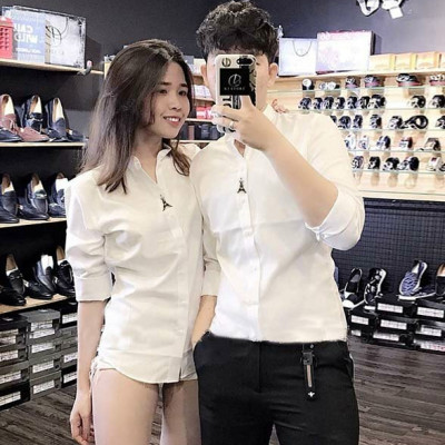 Áo sơ mi cặp in tháp Pari