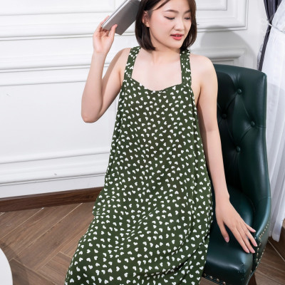 Đầm ngủ LMcation Zuri - trái tim chấm bi xanh lá