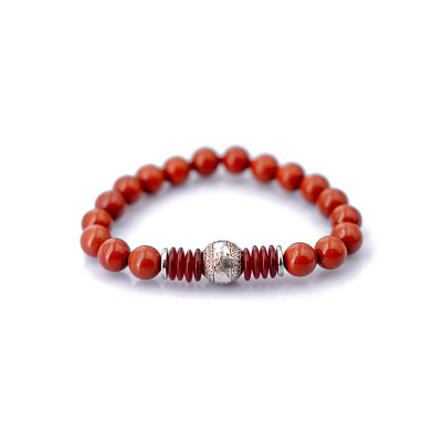 Vòng tay phong thủy Jasper đỏ 8mm + khoen bạc + Charm