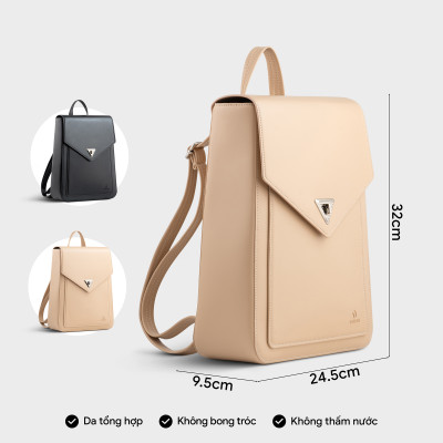 Balo Yuumy ( Thời trang nữ nắp gập dáng hộp cỡ lớn - Balo da Smooth YBA98 )