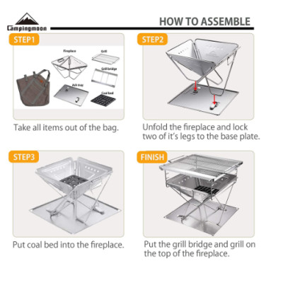 Bếp nướng than hoa gấp gọn 8-10 người Campingmoon MT-055