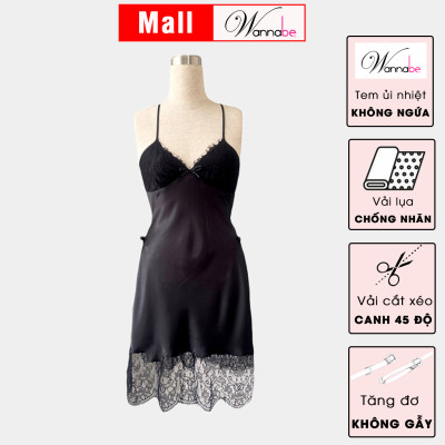 Đầm ngủ phi lụa cao cấp Wannabe DNS20 hở lưng đan dây gợi cảm quyến rũ