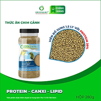 Cám Chim Vành Khuyên GREENABC – Giúp chim phong độ, líu bền, 2 loại bổ sung và hàng ngày – Hộp 280g