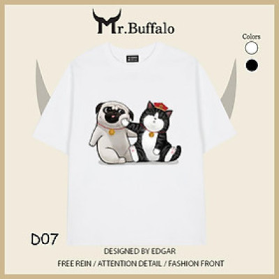 Áo Thun Mr.Buffalo đôi, cặp Tshirt Cotton 100% Unisex Form Oversize Local Brand D07D08