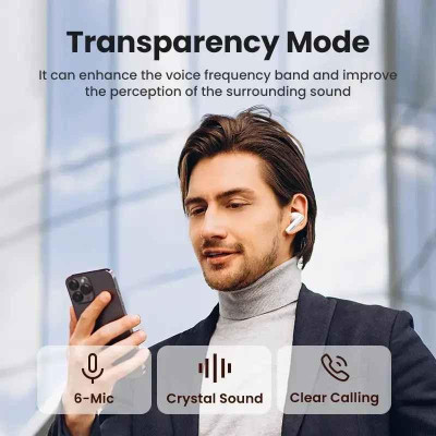 Ugreen UG15158WS200TK v5.3 HiRes HiTune T6 Hybrid Active Noise Cancelling tai nghe bluetooth chống ồn pin 30h 48dB màu trắng ANC - HÀNG CHÍNH HÃNG