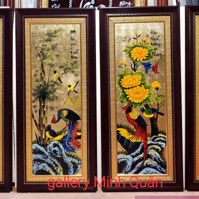 TRANH BỘ TỨ QUÝ SƠN MÀI - TÙNG CÚC TRÚC MAI ( Xuân hạ Thu Đông)