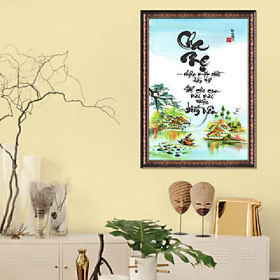 Tranh Thư Pháp CÔNG CHA NGHĨA MẸ (TP_41X56-15) (41 x 56 cm) Thế Giới Tranh Đẹp