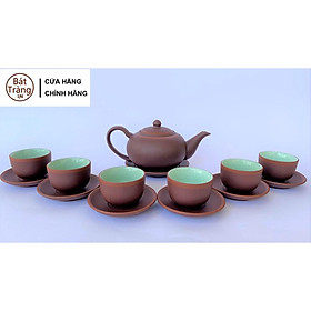 Bộ ấm trà tử sa Tống nâu chỉ đỏ lòng xanh