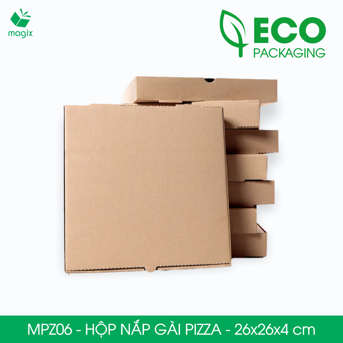 MPZ06 - 26x26x4 cm - 60 Hộp nắp gài pizza đa dụng - Hộp nắp gập, hộp carton gói hàng, hộp quà