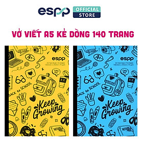 Vở viết A5 bìa nhựa có kẻ dòng 140 trang  (Màu Xanh Da Trời/ Vàng Chanh) – ESPP
