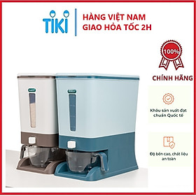 Thùng đựng gạo tiện ích 10kg Hokori Tặng kèm 5 khăn lau grofa- Hàng Chính Hãng 