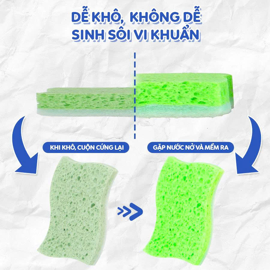 Miếng rửa chén bột gỗ MyJae dễ dàng đánh bay dầu mỡ (3 miếng/gói)