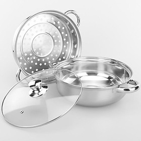 Nồi hấp inox 2 tầng tiện dụng chắn chắn không gỉ sét