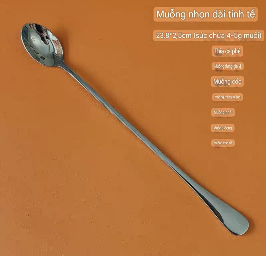 Sét 6 thìa muỗng cà phê khuấy đồ uống inox cao cấp - dài 24cm