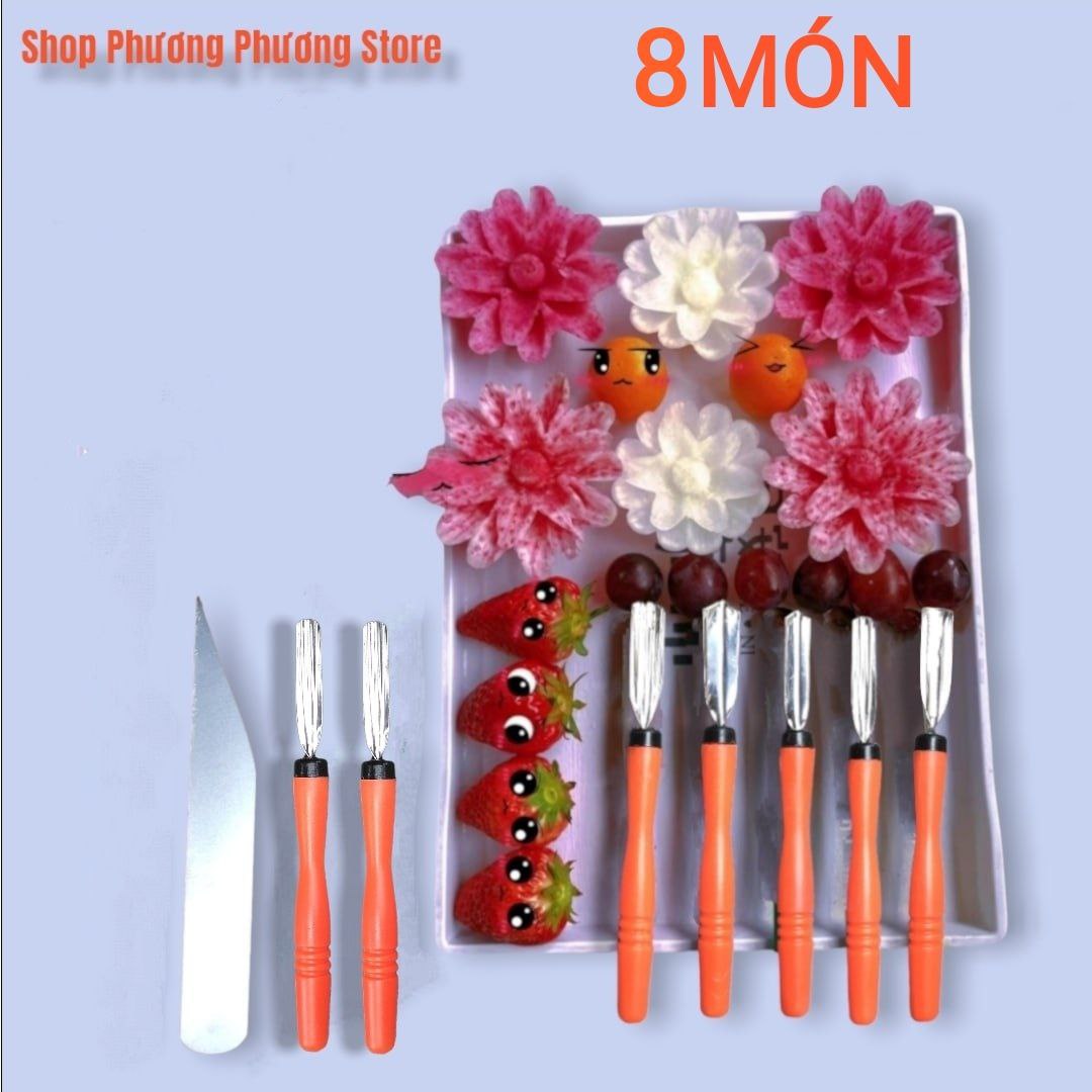 ( HÀNG CAO CẤP ) Bộ 8 & Bộ 9 món dụng cụ - dao tỉa hoa quả nghệ thuật