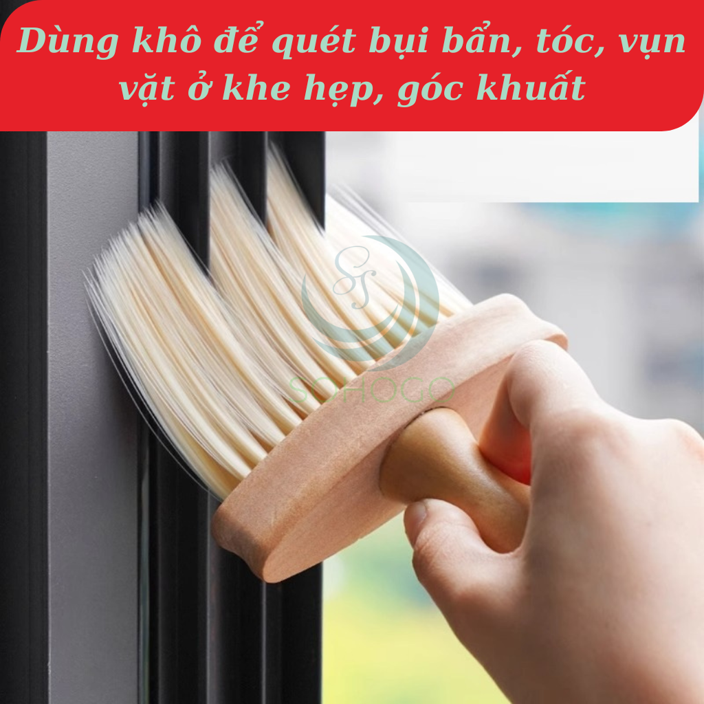 Cọ Gỗ Đa Năng Siêu Mềm -Bàn Chải Vệ Sinh Đa Dụng Cán Gỗ -Cây Cọ Vệ Sinh Góc Khuất & Khe Hẹp -Cọ Phủ Bụi Siêu Mịn Cán Gỗ