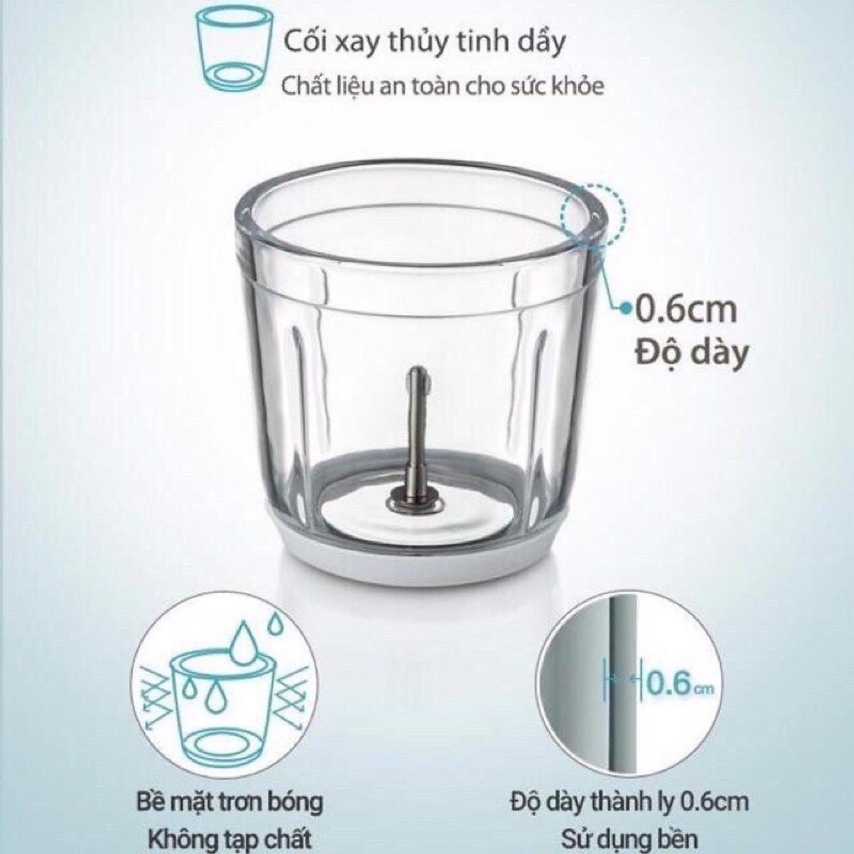 Máy Xay Đồ Ăn 6 Lưỡi Cối Thuỷ Tinh Cao Cấp Siêu Mịn Tiện Dụng - Hàng Chính Hãng