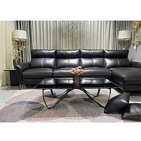 Sofa chỉnh điện góc L da bò Italy Tundo màu đen – SFDLCT29 dài 3m3 x 1m7 hàng cao cấp chuẩn da bò nhập khẩu Ý