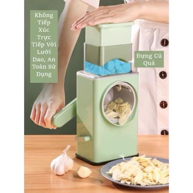 Máy Bào Sợi Thái Lát Rau Củ Xoay Tay, Kèm 6 Lưỡi Dao Cắt 4IN1, Dụng Cụ Thái Lát Rau Củ Quả Đa Năng- HÀNG CHÍNH HÃNG MINIIN