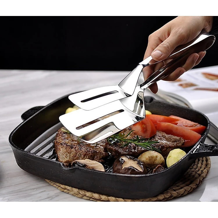 Kẹp Gắp lật thức ăn đồ nướng đồ chiên thịt cá Inox - dài 25cm