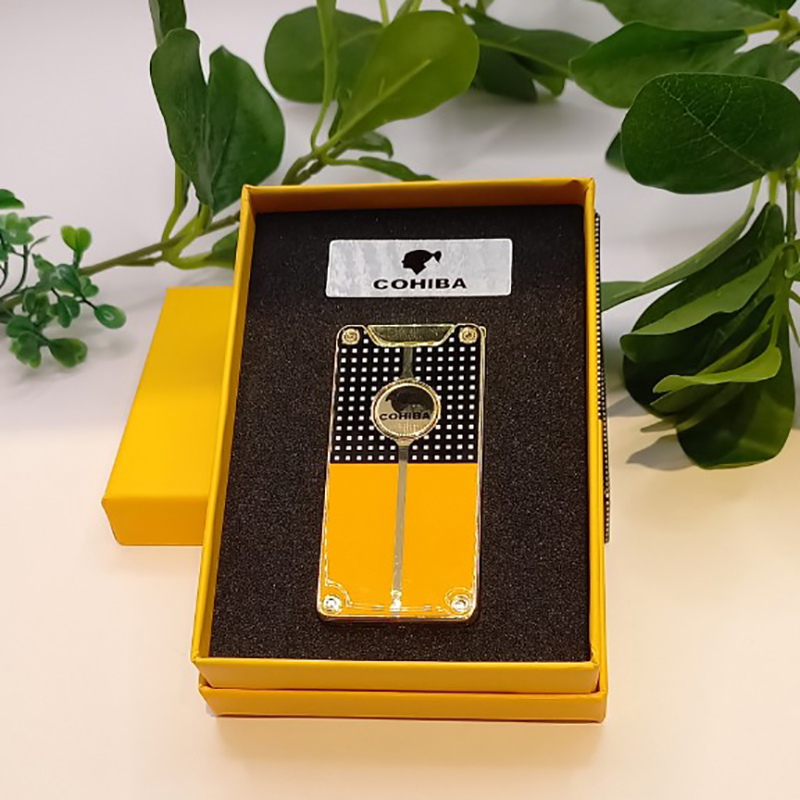 Vỏ Hột Quẹt Bật Lửa Gas COB-180 Khò 2 Tia Mạnh Mẽ Đánh Điện Bằng Pin Sạc Nhiều Lần - Nhiều Màu