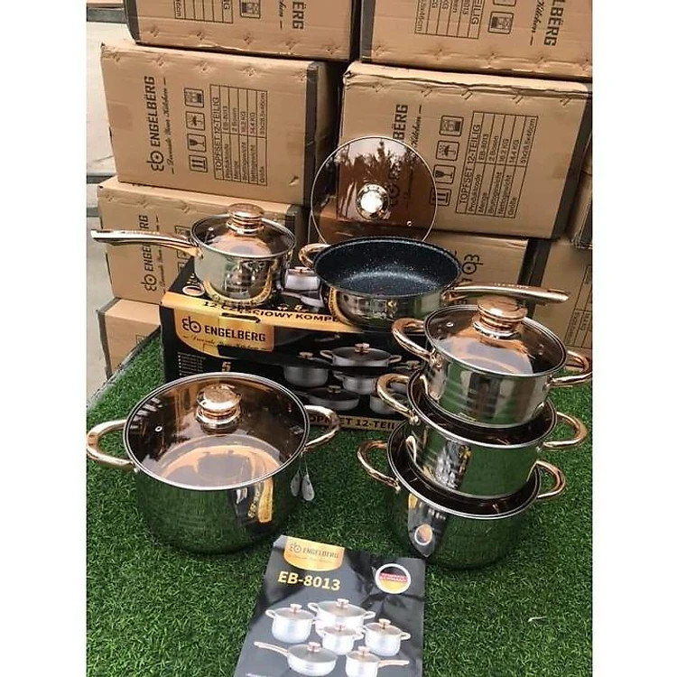 Bộ nồi Đức 6 món 12 chi tiết - Dùng cho mọi loại bếp điện, bếp từ, bếp ga - Hàng nhập khẩu
