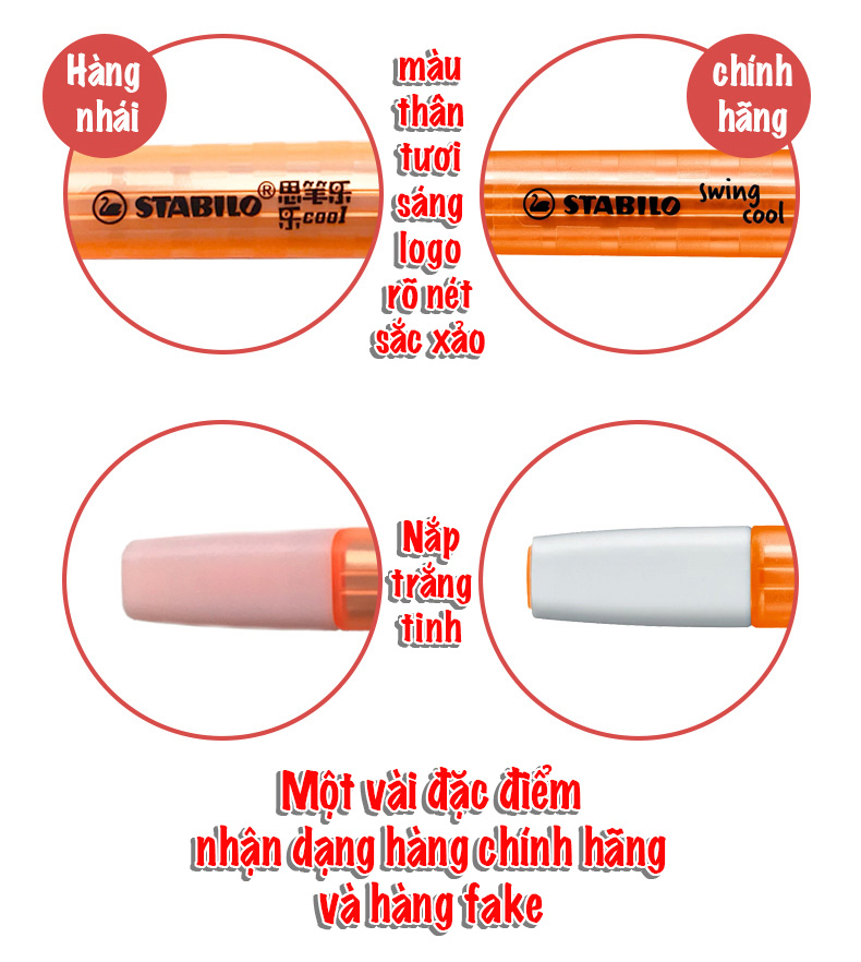 Hộp 10 bút dạ quang STABILO swing cool 275 - Tím phấn (155)