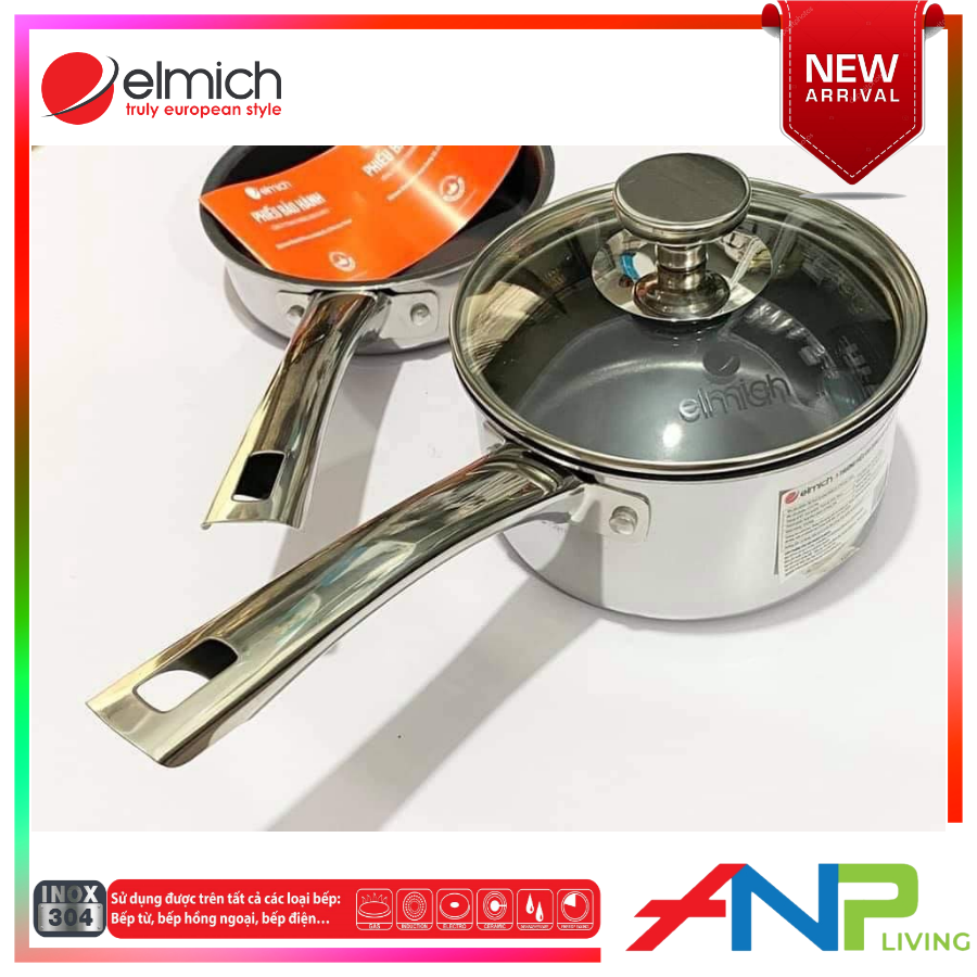 Bộ nồi quánh và chảo chống dính inox đáy liền Elmich Trimax Baby EL-3794 (Đường kính 14cm) - Hàng chính hãng