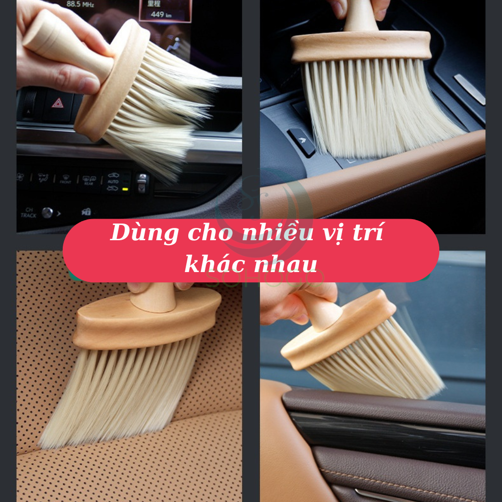 Cọ Gỗ Đa Năng Siêu Mềm -Bàn Chải Vệ Sinh Đa Dụng Cán Gỗ -Cây Cọ Vệ Sinh Góc Khuất & Khe Hẹp -Cọ Phủ Bụi Siêu Mịn Cán Gỗ