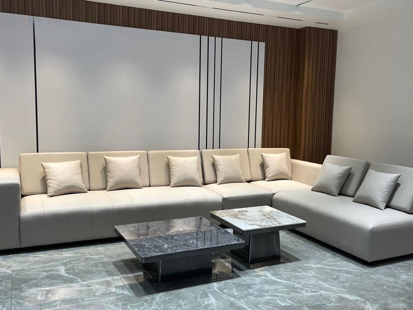 Sofa băng da bò Italy Juno sofa màu vàng SFLCT12 2m4 x 1m6 hàng cao cấp chuẩn da bò nhập khẩu Ý
