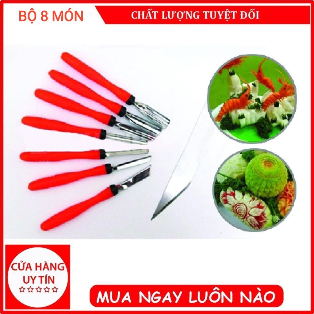 ( HÀNG CAO CẤP ) Bộ 8 & Bộ 9 món dụng cụ - dao tỉa hoa quả nghệ thuật