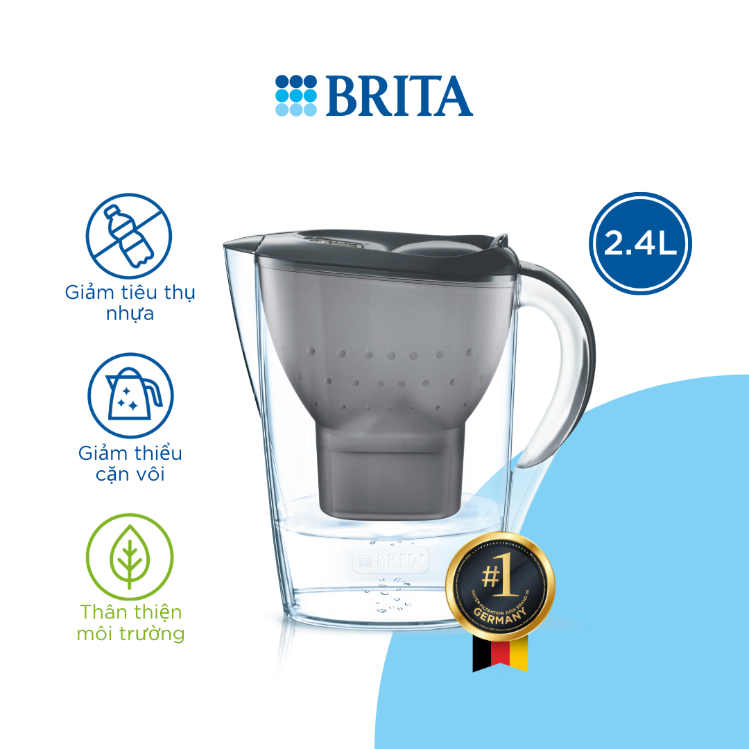 Bình Lọc Nước BRITA Marella Basic Graphite - 2.4L (Kèm Maxtra Plus)