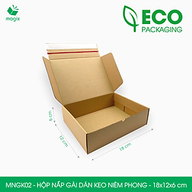 MNGK02 - 18x12x6cm - COMBO 100 HỘP CARTON NẮP GÀI HÔNG CÓ KEO NIÊM PHONG - THÙNG HỘP CARTON ĐÓNG HÀNG