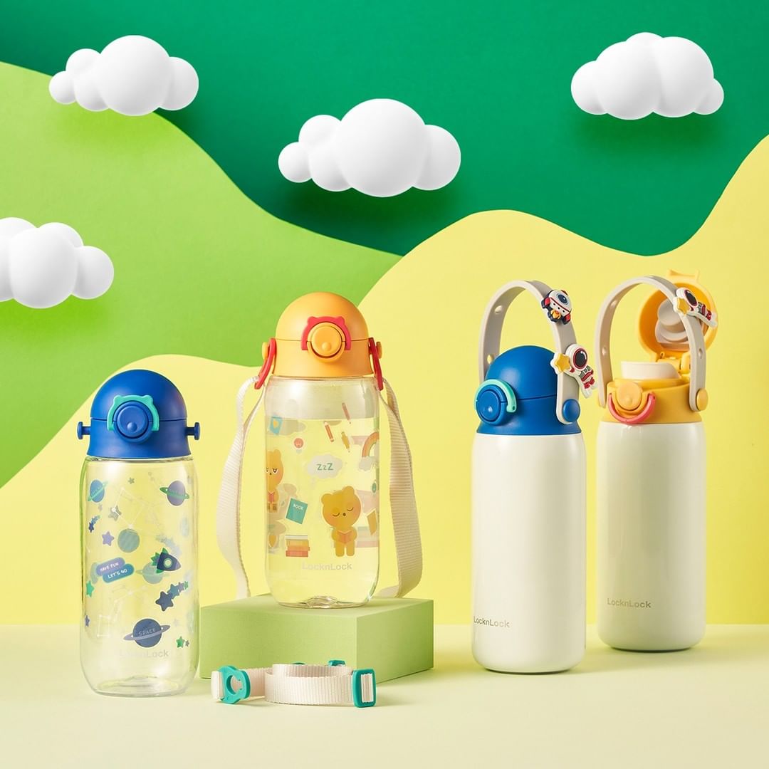 Bình giữ nhiệt Lock&Lock DIY Strap Tumbler 350ml LHC3283 - Hàng chính hãng, hoạ tiết dễ thương, đựng nước cho bé - JoyMall