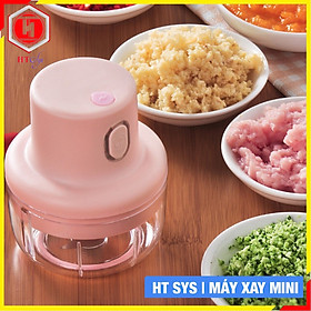 Máy xay  mini HT SYS - Sạc Điện -  Máy Xay Hành, Tỏi, Rau Củ ,Thịt Dung Tích 250ml - 3 Lưỡi dao - Hàng Nhập Khẩu