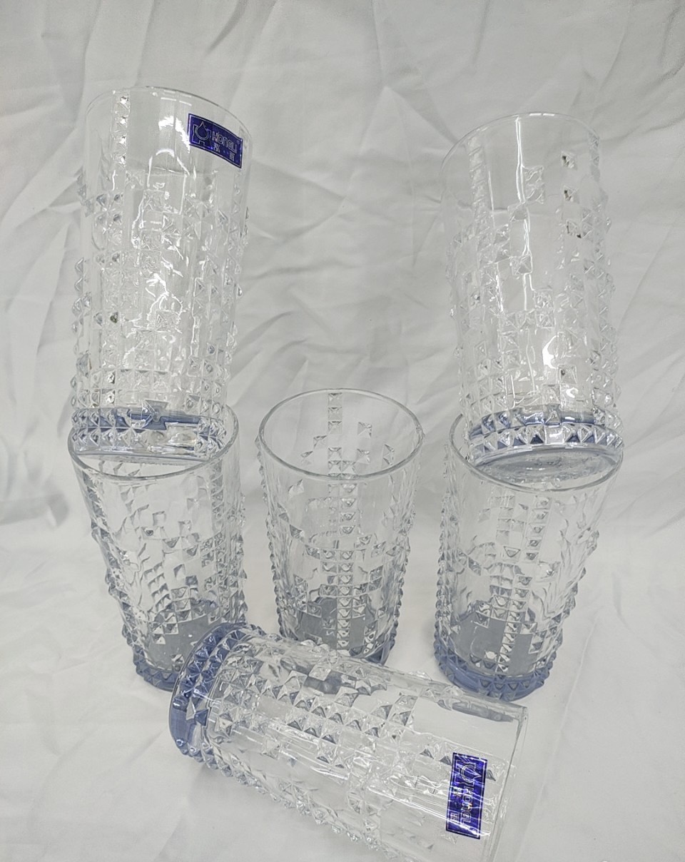 BỘ 6 LY UỐNG NƯƠC THỦY TINH CAO CẤP CHỊU NHIỆT 355ML HẠT NỔI - VD51