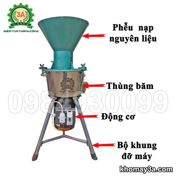 Máy băm nghiền đa năng 3A2,2Kw phễu tròn 220V - Hàng Chính Hãng