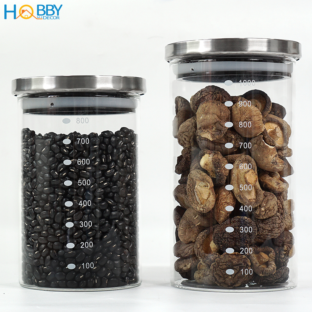 Hủ thủy tinh để hạt nắp Inox 304 kín ron HOBBY Home Decor TTI 3 size