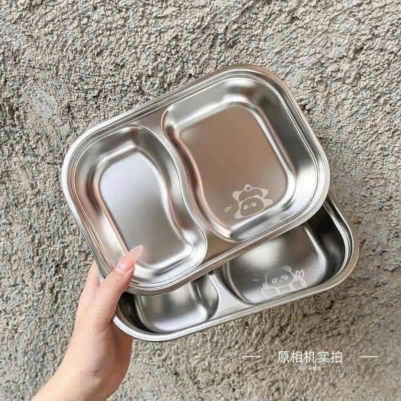 Khay ăn 2 ngăn kèm thìa hình thú dễ thương hình thú cho bé loại 1 - giao hình ngẫu nhiên